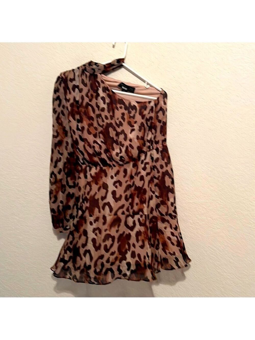 Rachel Zoe leopard print one shoulder dress